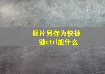 图片另存为快捷键ctrl加什么