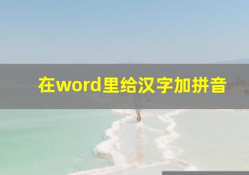 在word里给汉字加拼音