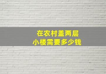 在农村盖两层小楼需要多少钱