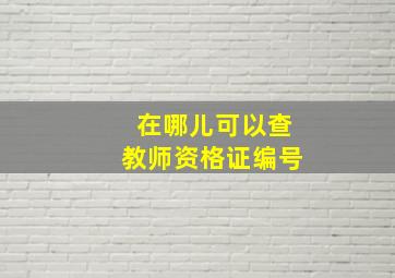 在哪儿可以查教师资格证编号