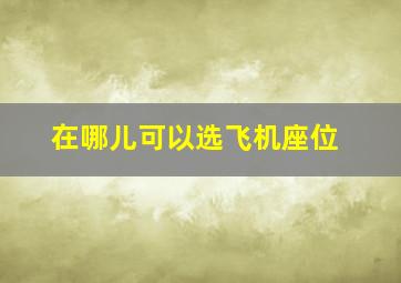 在哪儿可以选飞机座位