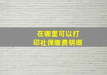 在哪里可以打印社保缴费明细