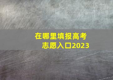 在哪里填报高考志愿入口2023