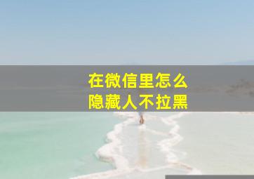 在微信里怎么隐藏人不拉黑