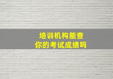 培训机构能查你的考试成绩吗