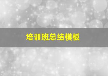 培训班总结模板