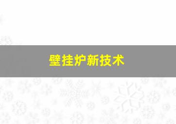 壁挂炉新技术