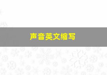 声音英文缩写