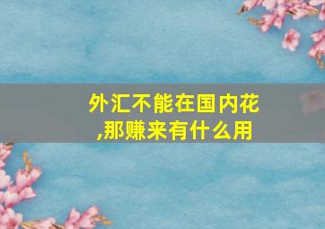 外汇不能在国内花,那赚来有什么用