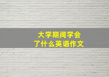 大学期间学会了什么英语作文