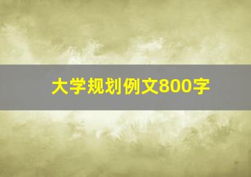 大学规划例文800字