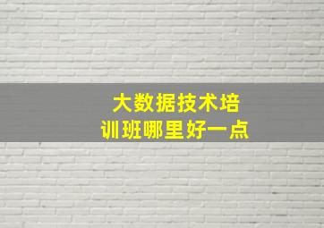 大数据技术培训班哪里好一点