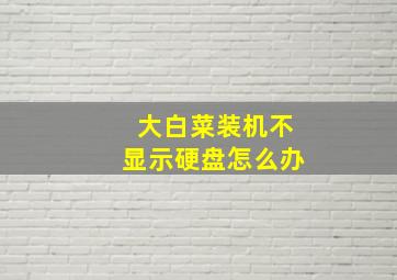 大白菜装机不显示硬盘怎么办