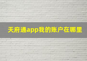 天府通app我的账户在哪里