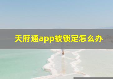 天府通app被锁定怎么办