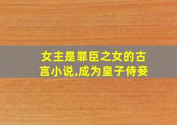 女主是罪臣之女的古言小说,成为皇子侍妾