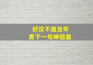 好汉不提当年勇下一句神回复