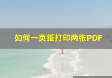 如何一页纸打印两张PDF