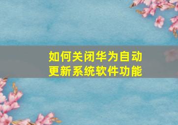 如何关闭华为自动更新系统软件功能