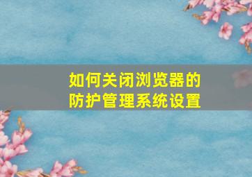 如何关闭浏览器的防护管理系统设置