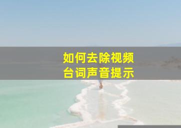 如何去除视频台词声音提示