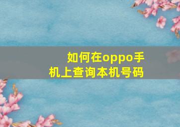 如何在oppo手机上查询本机号码