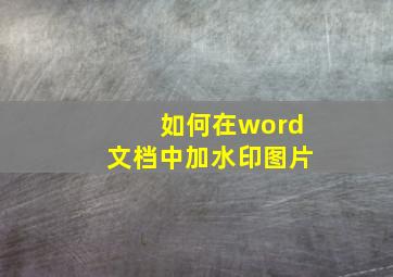 如何在word文档中加水印图片