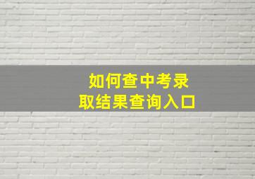 如何查中考录取结果查询入口