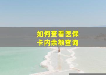 如何查看医保卡内余额查询