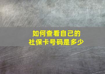 如何查看自己的社保卡号码是多少