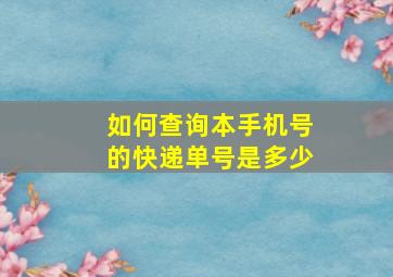 如何查询本手机号的快递单号是多少