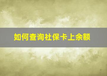 如何查询社保卡上余额