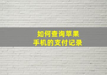 如何查询苹果手机的支付记录