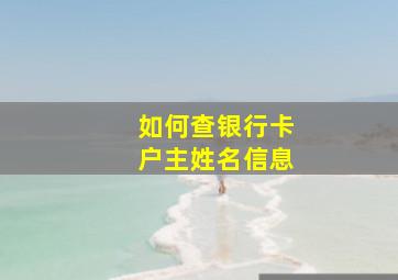 如何查银行卡户主姓名信息