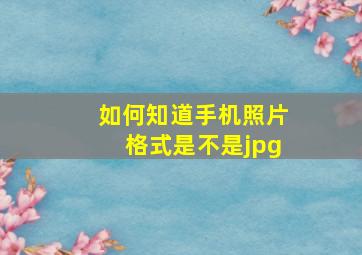 如何知道手机照片格式是不是jpg