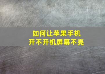 如何让苹果手机开不开机屏幕不亮