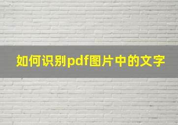 如何识别pdf图片中的文字