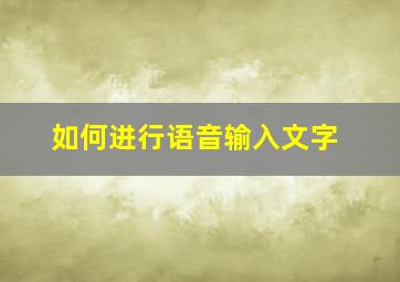 如何进行语音输入文字