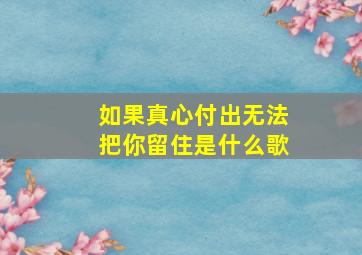 如果真心付出无法把你留住是什么歌