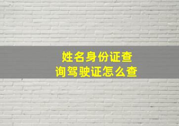 姓名身份证查询驾驶证怎么查