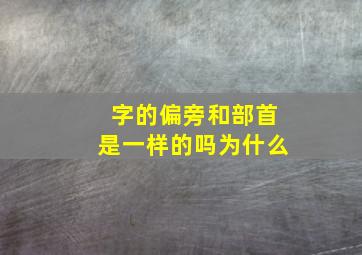 字的偏旁和部首是一样的吗为什么