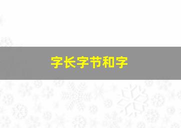 字长字节和字