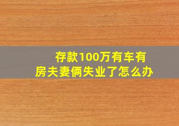 存款100万有车有房夫妻俩失业了怎么办