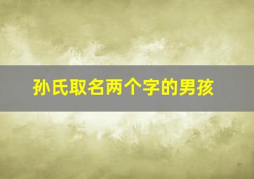 孙氏取名两个字的男孩