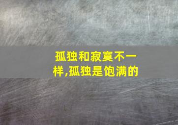 孤独和寂寞不一样,孤独是饱满的