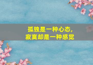 孤独是一种心态,寂寞却是一种感觉