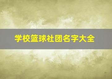 学校篮球社团名字大全