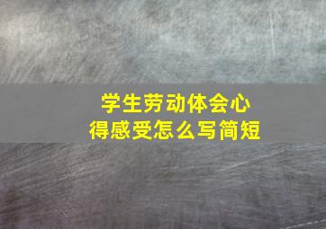 学生劳动体会心得感受怎么写简短