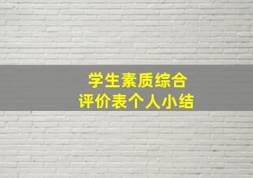 学生素质综合评价表个人小结