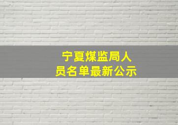 宁夏煤监局人员名单最新公示